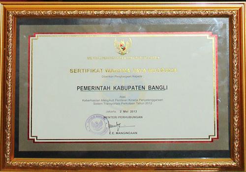 Bangli Kembali Raih Plakat Dan Sertifikat Dalam Lomba Tertib  Lalu Lintas Tingkat Nasional Tahun 2012