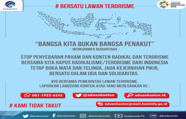 Bersatu Lawan Terorisme, Bangsa Kita Bukan Bangsa Penakut
