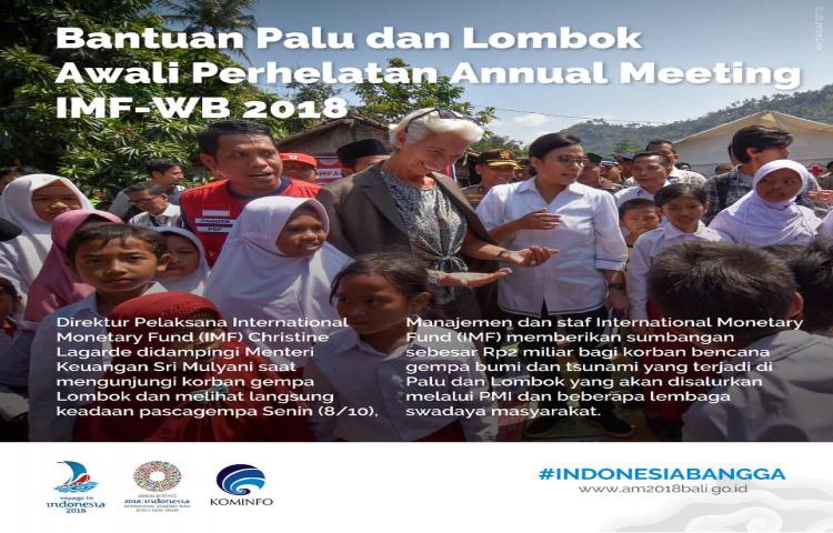 Direktur Pelaksana IMF, Christine Lagarde sudah membawa cek Rp 2 M untuk Lombok dan Sulteng